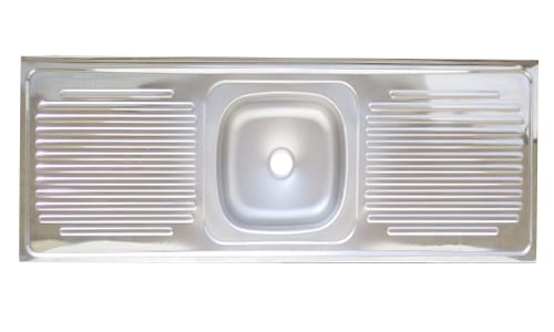 Kitchen Sink Layon 100 x 60 cm - rectangle Stainless Steel with Double Drainer (0.6mm Thickness)