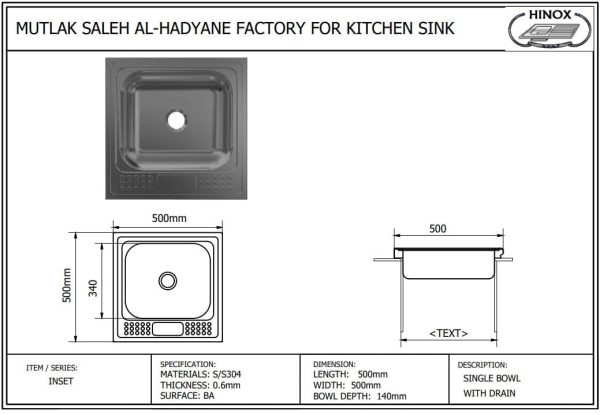 kitchen sink 50 x 50