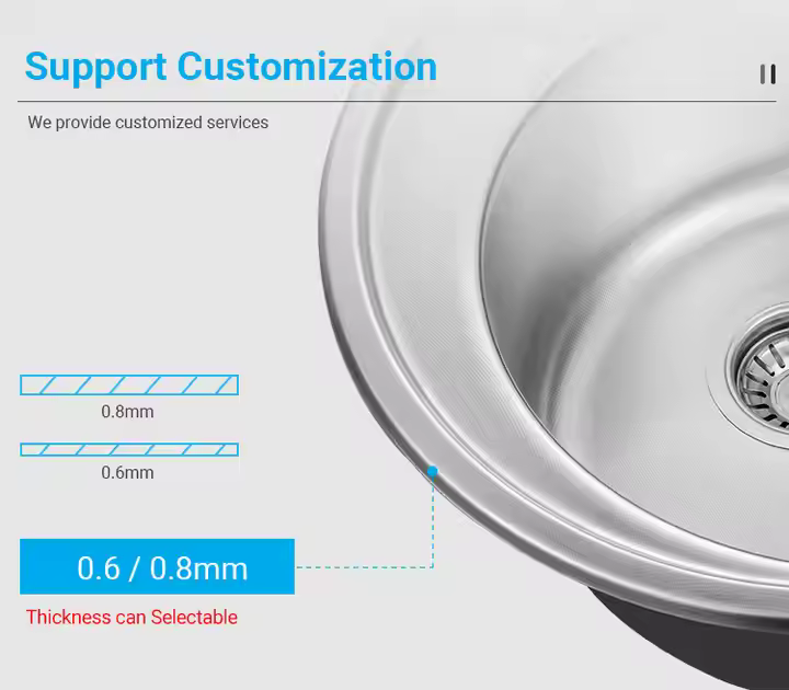 round stainless steel sink