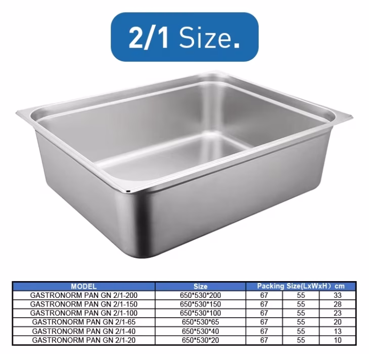GN 2/1 Stainless Steel Pan