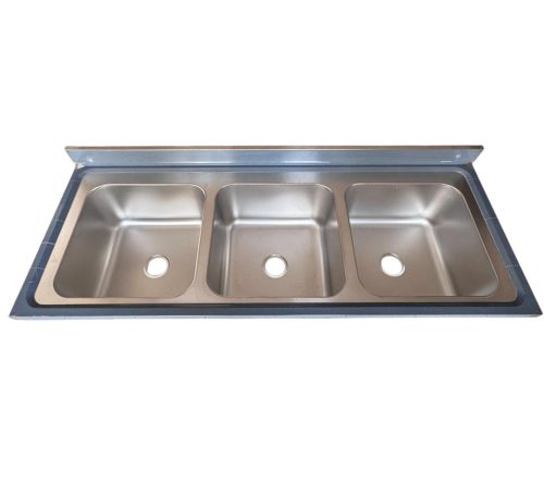 Top Sink 200x70 cm | Triple Bowl Stainless Steel Sink, Grade 304, 1.00mm Thickness